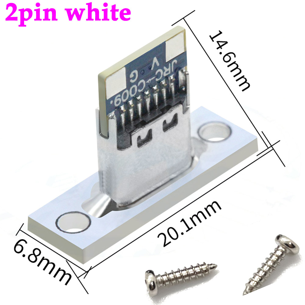 1-10 Uds conector USB tipo C 3,1 tipo C 2 pines 4 pines conector hembra puerto de carga USB 3,1 tipo C enchufe con placa de fijación de tornillo