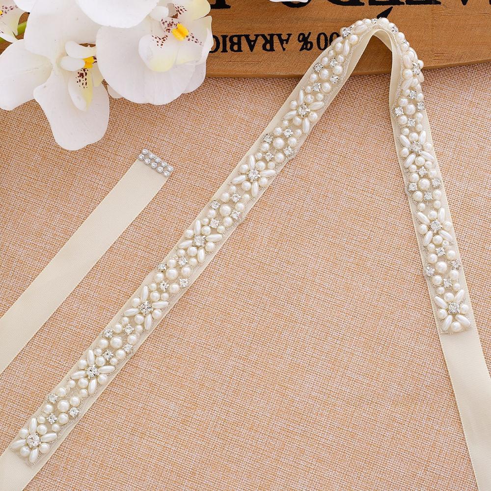 Cinturón de boda de perlas hecho a mano de diamantes de imitación vestido con cinturón Ceñidor accesorios de novia baratos