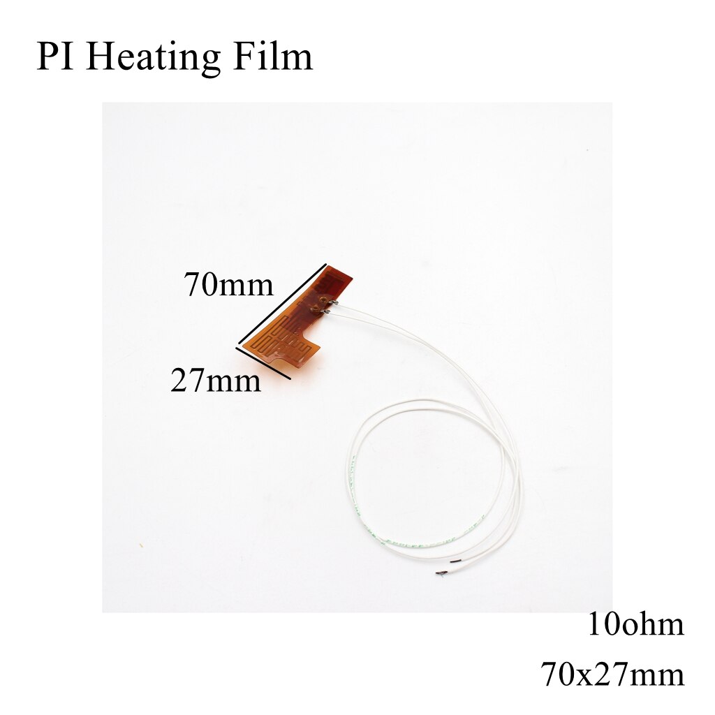Film chauffant électrique 60x13mm, 5V 12V 24V 110V 220V PI, Film adhésif Polyimide, plaque chauffante électrique, tapis de panneau, feuille de carburant, huile moteur réservoir: 70x27mm