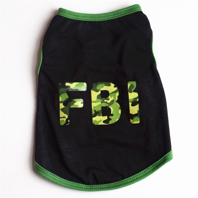 Pet Clothes For Dogs Letter Printing Cooling Vest Sleeveless Dog T-Shirt FBI Police FBI Grid Clothes Poodle Clothes E: GREEN RED / L