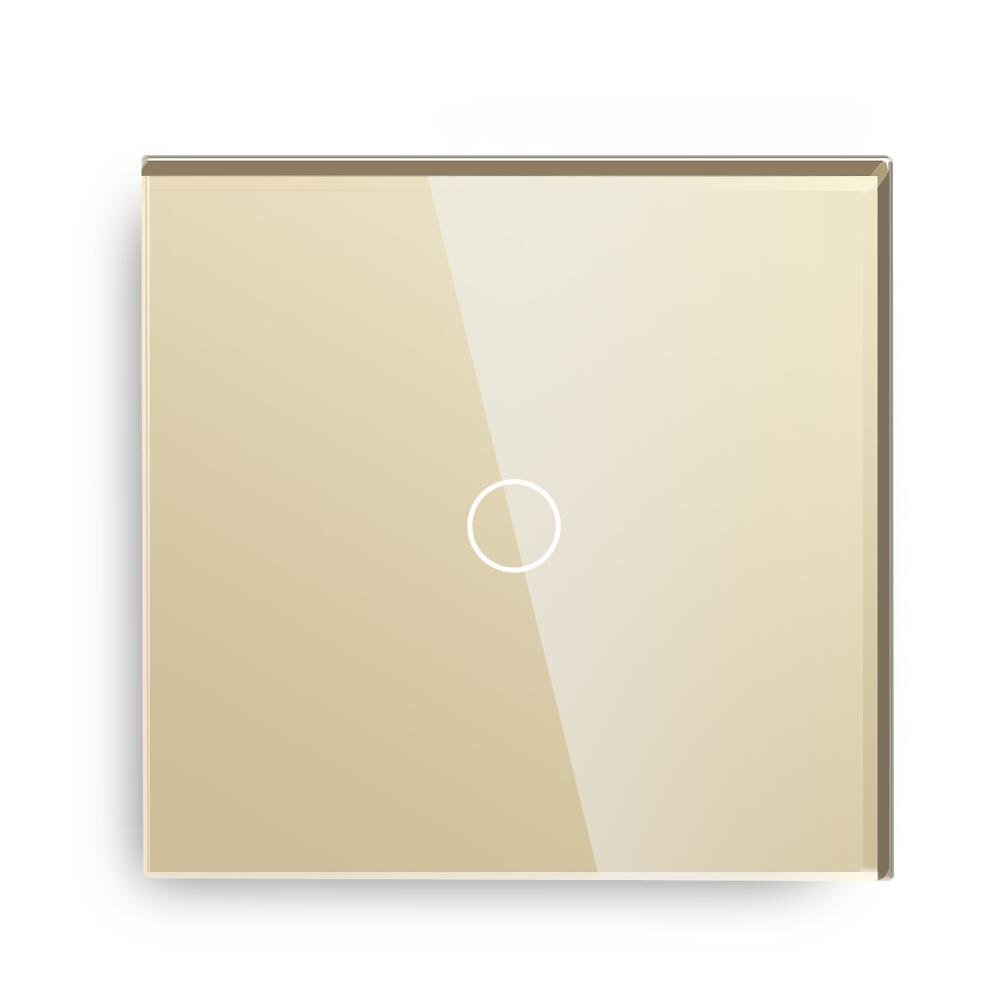 Bseed eu touch lysdæmper 1 gang 1 vej 2 vej 3 farver hvid sort gylden krystal panel smart touch screen lysdæmper: Guld / 1 bande 2 vejs