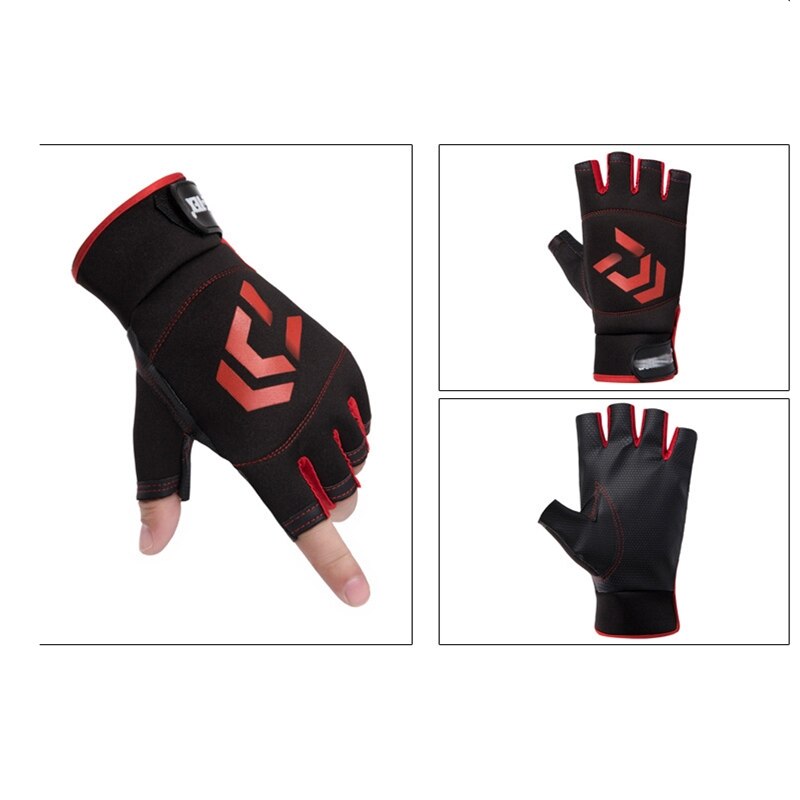 1 par de guantes de pesca universales para hombre y mujer, accesorios de pesca antideslizantes con tres dedos, guantes SBR: 5