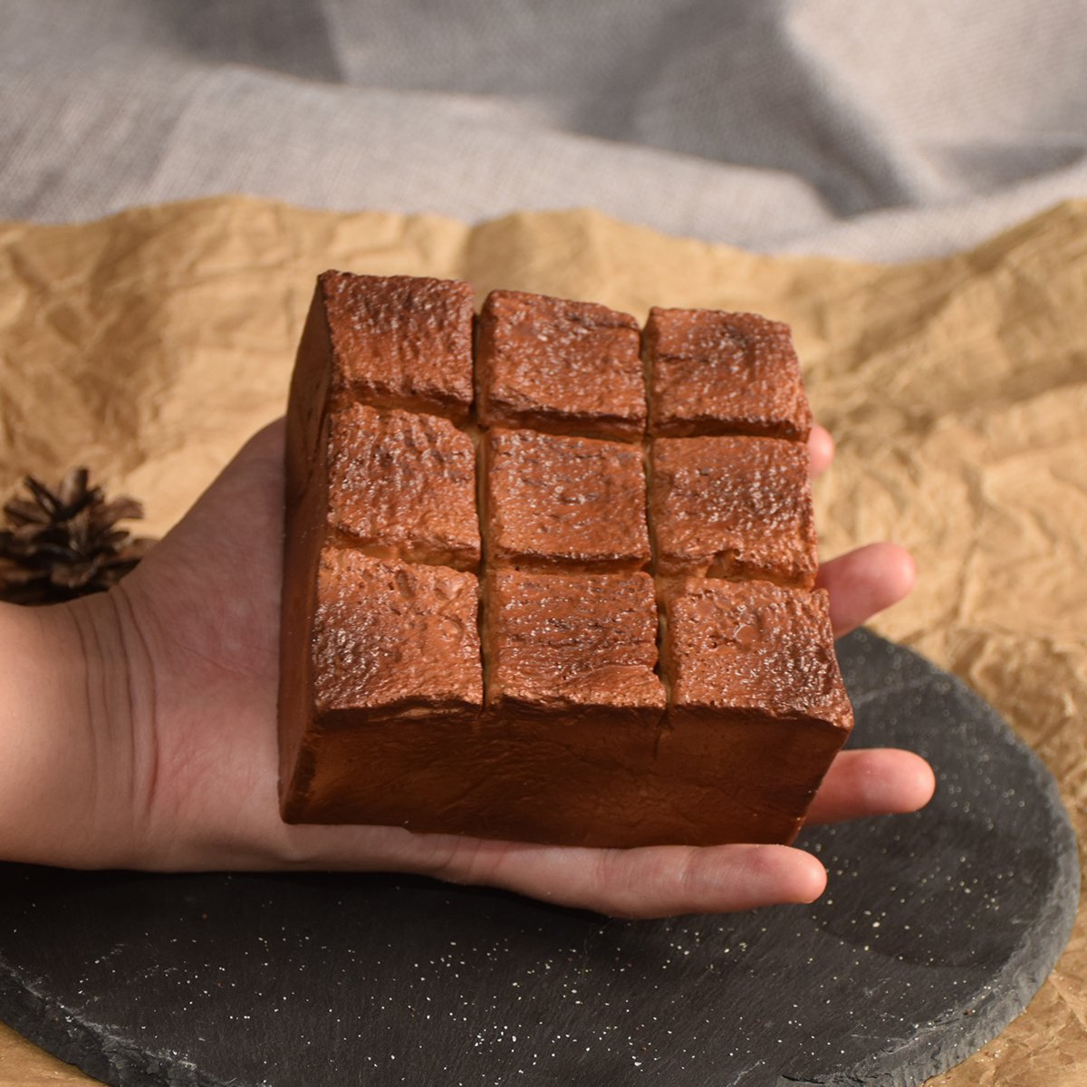 PU Simulation European Bread Model,Simulation Black Wheat Bread, Buckwheat Bread Model,Baking Shop Decoration Props,Food Model: MINT GREEN