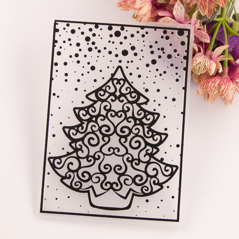 Árbol de Navidad de plástico DIY relieve carpetas para bricolaje álbum de recortes papel arte/tarjeta haciendo suministros de decoración