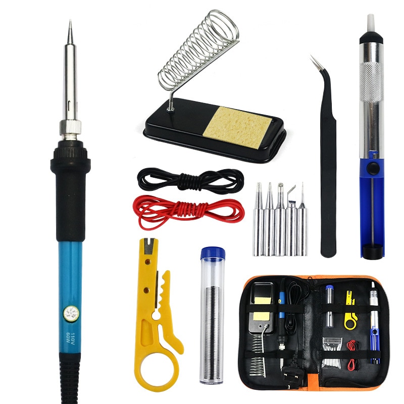 Electric Soldering Iron 60W Adjustable Temperature Soldering Iron Tips Rework Station 220V/110V Welding Solder Repair Tools: 60W Soldering set / AU