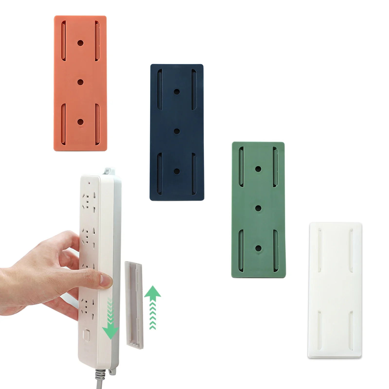 Wall Mounted Socket Holder Fixer Patch Self-Adhesive Power Socket Strip Fixator Punch-free Plug Socket Organizer for Home Office: Pink