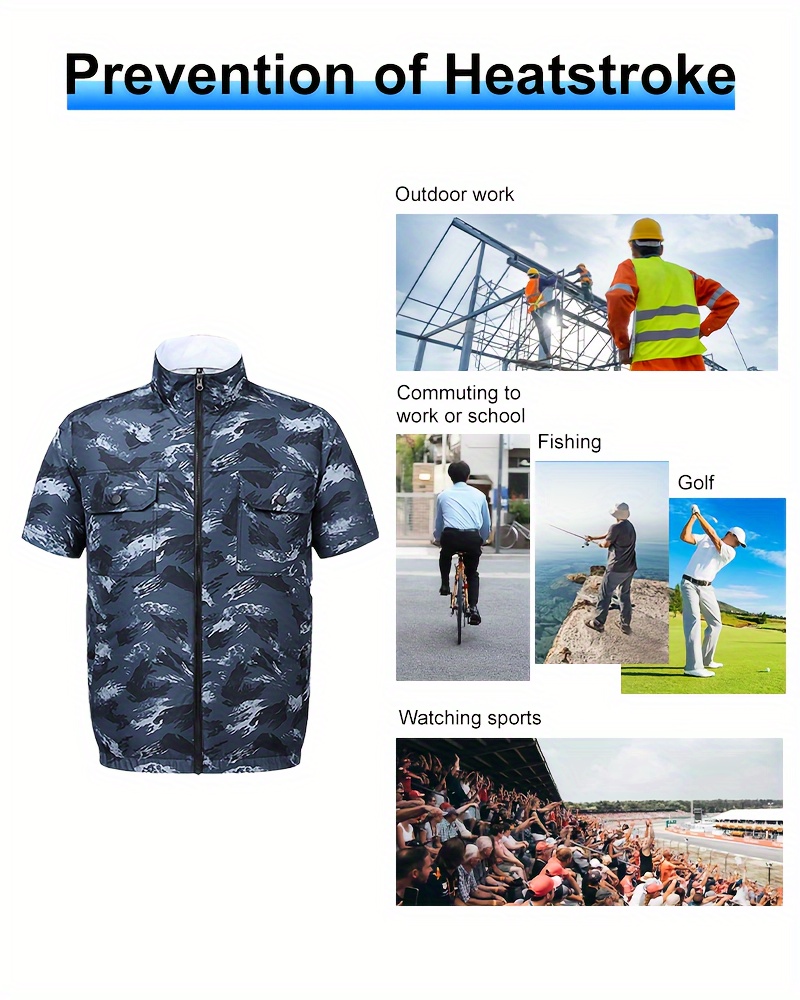 Zomerkoelende airconditioning-werkkleding, kleding met ventilator, koelend vest met korte mouwen, geschikt voor buitenaanwendelijk werk