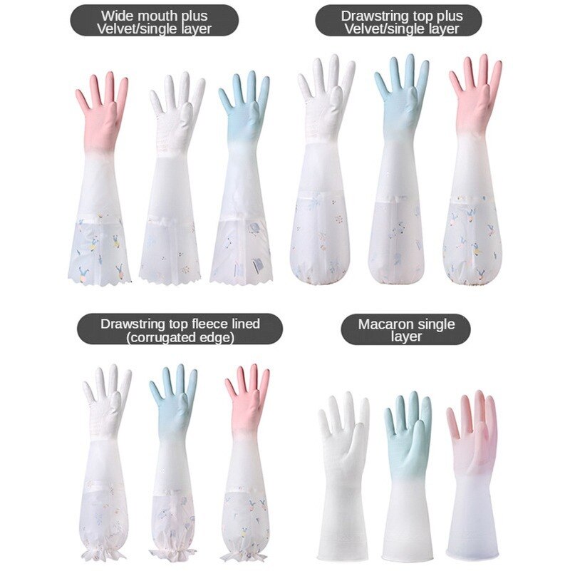 Gants en caoutchouc pour femmes, cuisine, vêtements de lavage épais, vaisselle, ménage étanche, durables, Plus des gants en Latex de velours