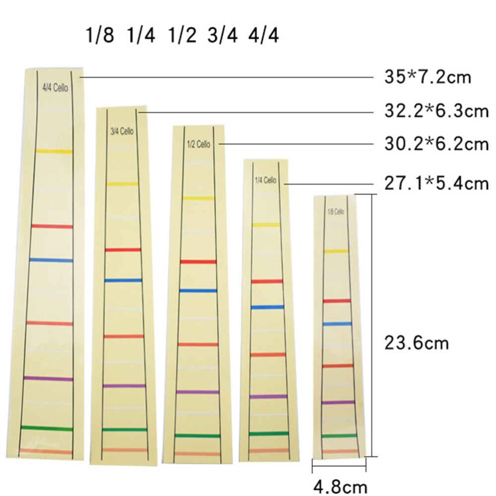 Cello Finger Sticker Practical Fret Fingerboard Label Sticker Finger Position Marker for 4/4 Size Cello (Yellow)