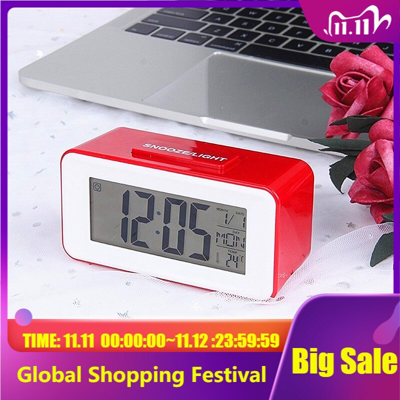 1PC Electronic Table Calendar LCD Desk Timer Digital Led Alarm Clocks Student Clocks With Week Snooze Thermometer