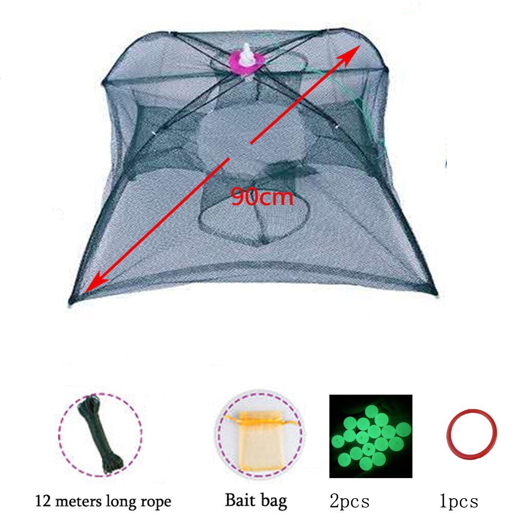 Strengthened 4-20 Holes Automatic Fishing Net Shrimp Cage Nylon Foldable Crab Fish Trap Cast Net Cast Folding Fishing Network: A- 4 Holes