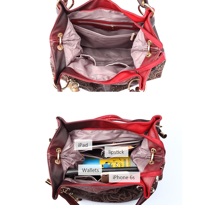 REALER Bolsos De Mujer ahuecados ombre estampado floral bolsos de hombro tipo bandolera bolsos de cuero de pu de las señoras bolso de mensajero de femenina