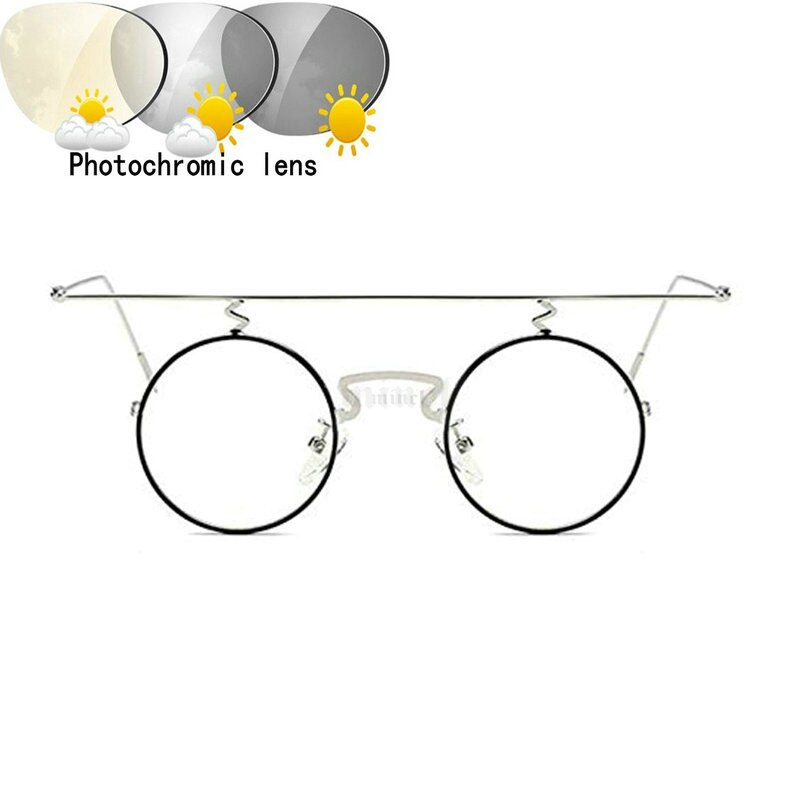 Transition Photochromic Progressive Multi Focus Reading Glasses men women Round Multifocal Diopter Progressive glasses FML: +225 / black gold