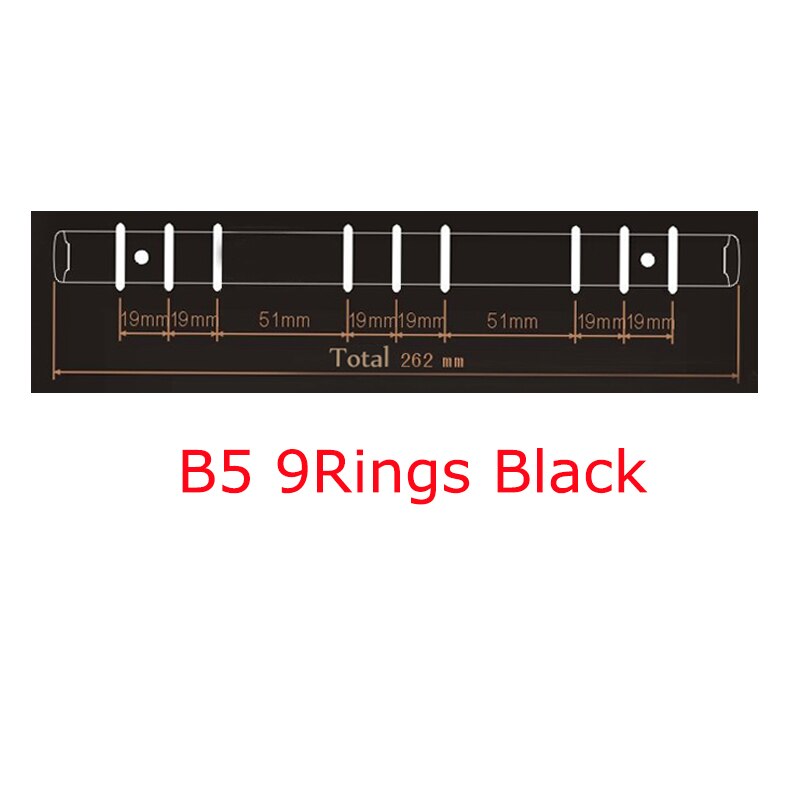 Metal Binding Clips Sliver Binder Clip Loose-leaf Binder File Folder Hoop DIY Album Scrapbook Circle Ring Binders: B5 9Rings Black