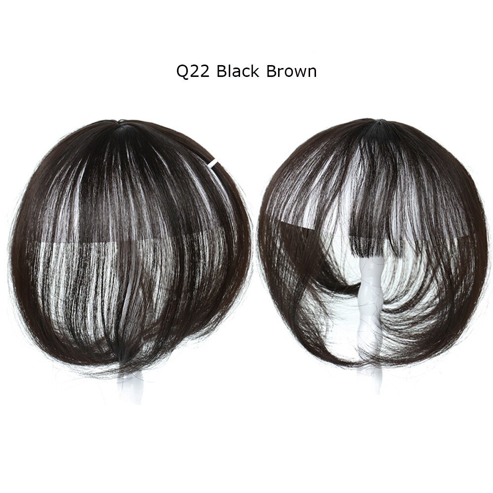 Flequillo de aire 3D con dos lados largos para mujer tejido a mano Invisible negro sin costuras marrón Neat Bangs: Q22 Black Brown
