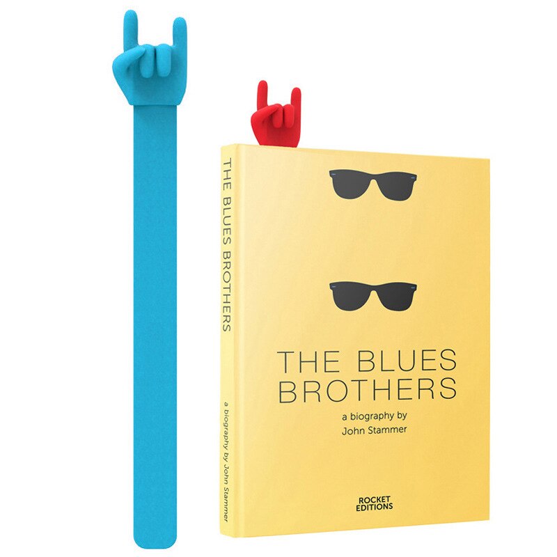 1 szt. Kreatywna 3D muzyka rockowa palec zakładki robić książek materiał silikonowy dla dzieci zabawna zakładka robić książek nowość moda artykuły papiernicze prezenty: niebieski