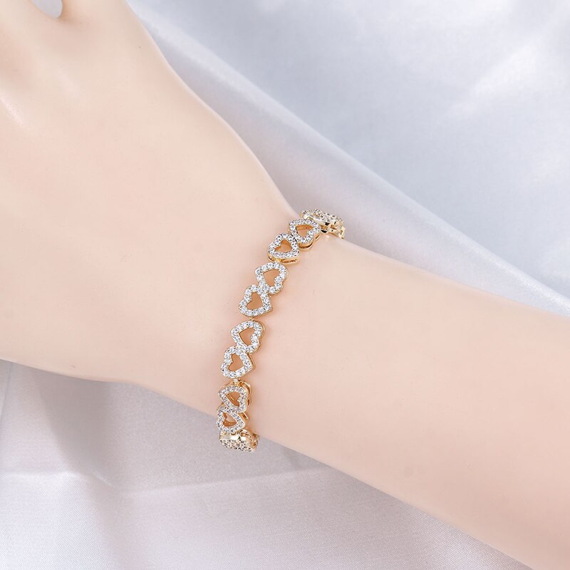 WEIMANJINGDIAN Brand Heart Shape Cubic Zirconia CZ Crystal Bridal Wedding Bracelets