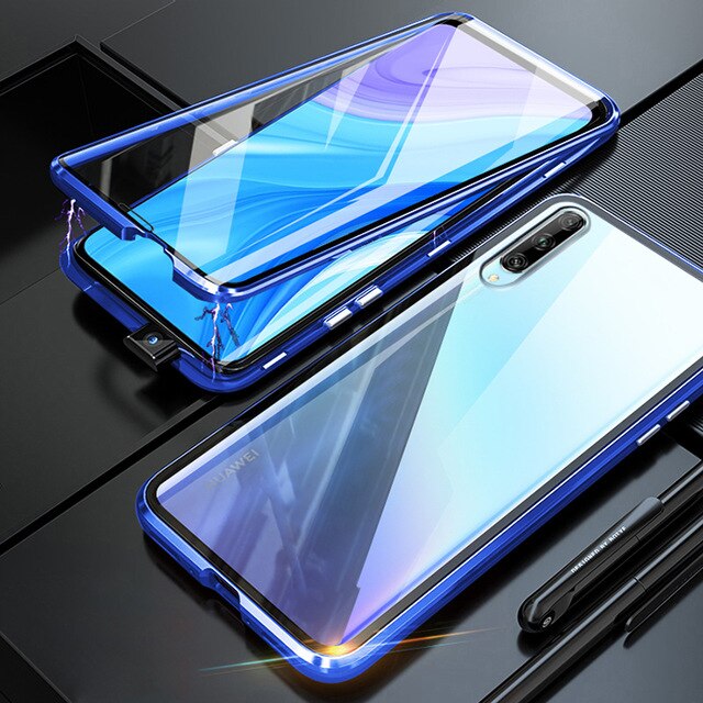 Magnetische Fall Für Huawei Y9s Fall Klar Doppelseitige Gehärtetem Glas Fest Auto Zurück Abdeckung Für Huawei Y9s Y 9s Stoßfest Coque: Blue