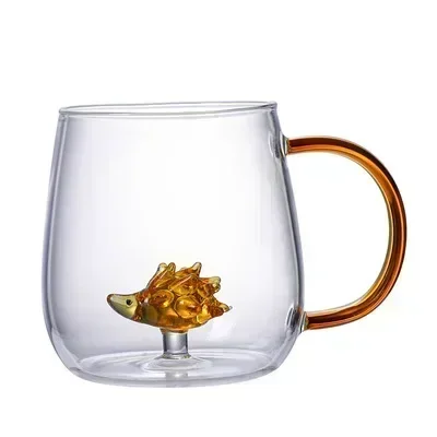 Verre en forme d'animal de dessin animé, mignon, verre à haute teneur en Borosilicate, tasse monocouche, salon avec invités, jus, boisson froide: Rouge