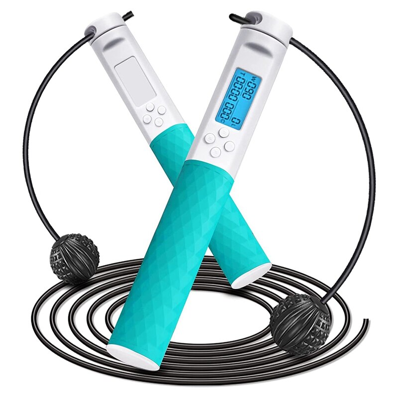 Springtouw Met Calorie Teller Digitale Springtouw Fitness Met Gewogen Handgrepen Verstelbare Lengte Springen Touw: Donker Kaki