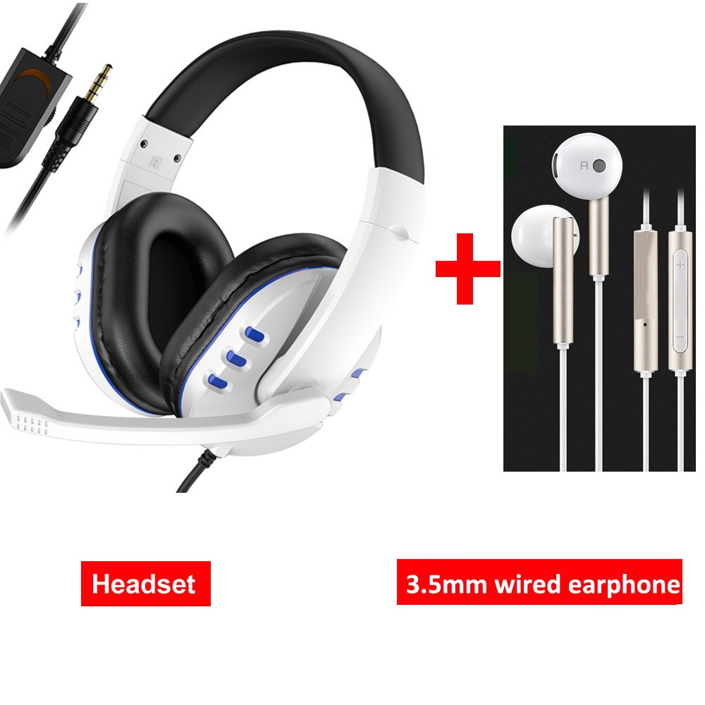 Auriculares estéreo para videojuegos, cascos con cable de 3,5mm para Xbox one, PS4, PC, con micrófono y Control de volumen: White Add H