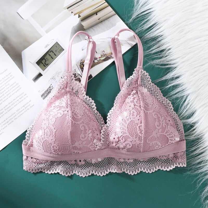 Women Sexy Lace Bras Corset Triangle Bralette топ Hollow Detachable Underwear Beauty Back Push Up Lingerie топик женский: 6