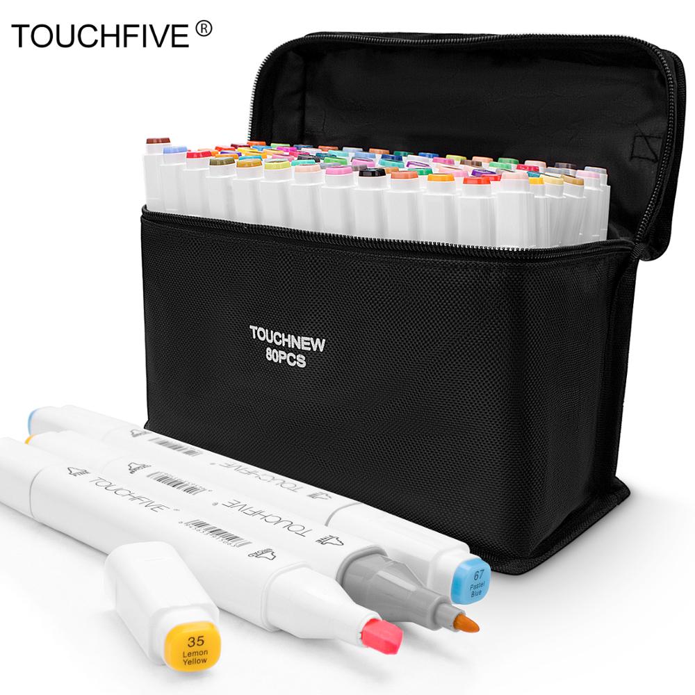 TOUCHFIVE Art Markets Set 24/40/60/80/168 couleurs stylo alcool double pointe croquis marqueur calligraphie/double pinceau Graffiti stylo