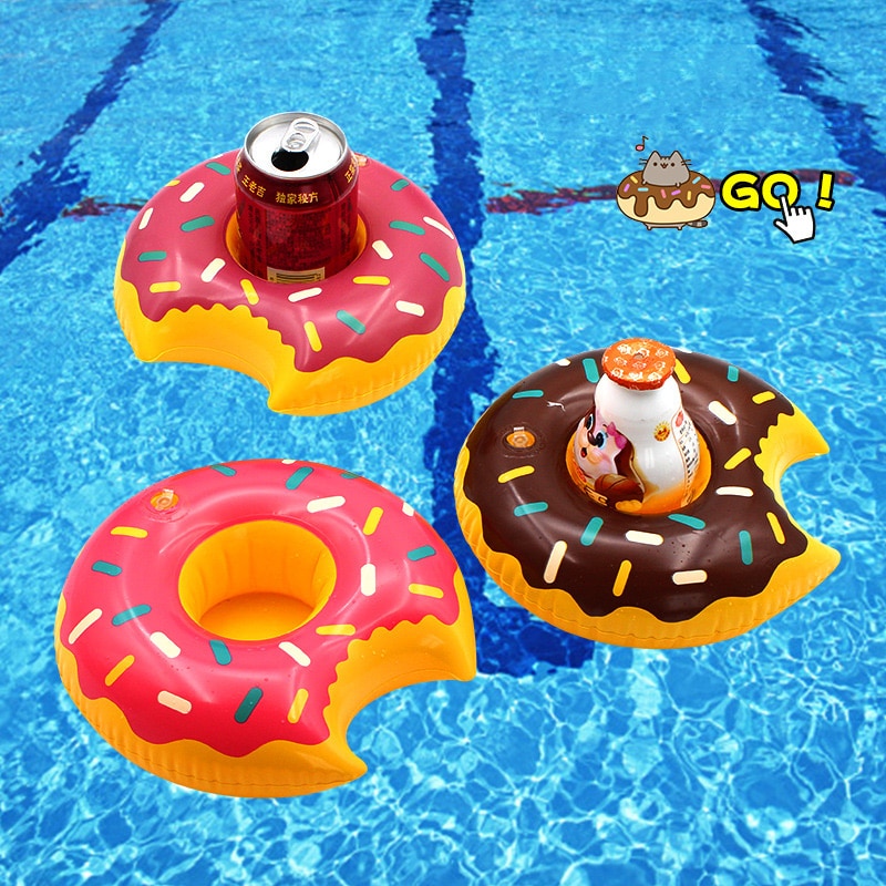 Rooxin oppustelig drink ølholder donut kirsebær kopholder til pool flyder svømmering drikkevare holder vand sjov fest adgang