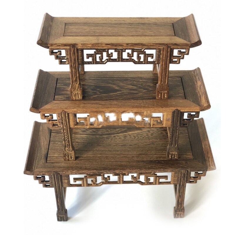 Socle en bois naturel de chinoise traditionnelle asiatique, Vase de roche, théière rectangulaire, support en séquoia, artisanat de décoration, Mini Table