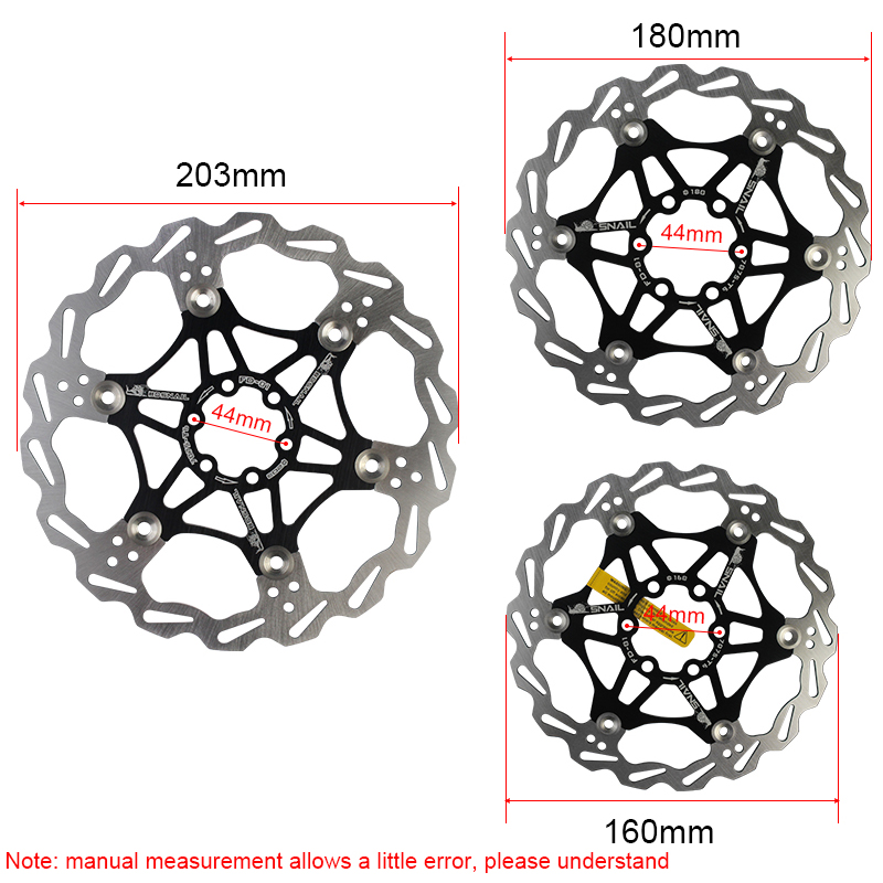 SNAIL Mountain Road Bike Floating Disc Brake Pads 160mm 180mm 203mm Six-nail Disc Rotor Floating Disc Brake Pads Bicycle Rotors