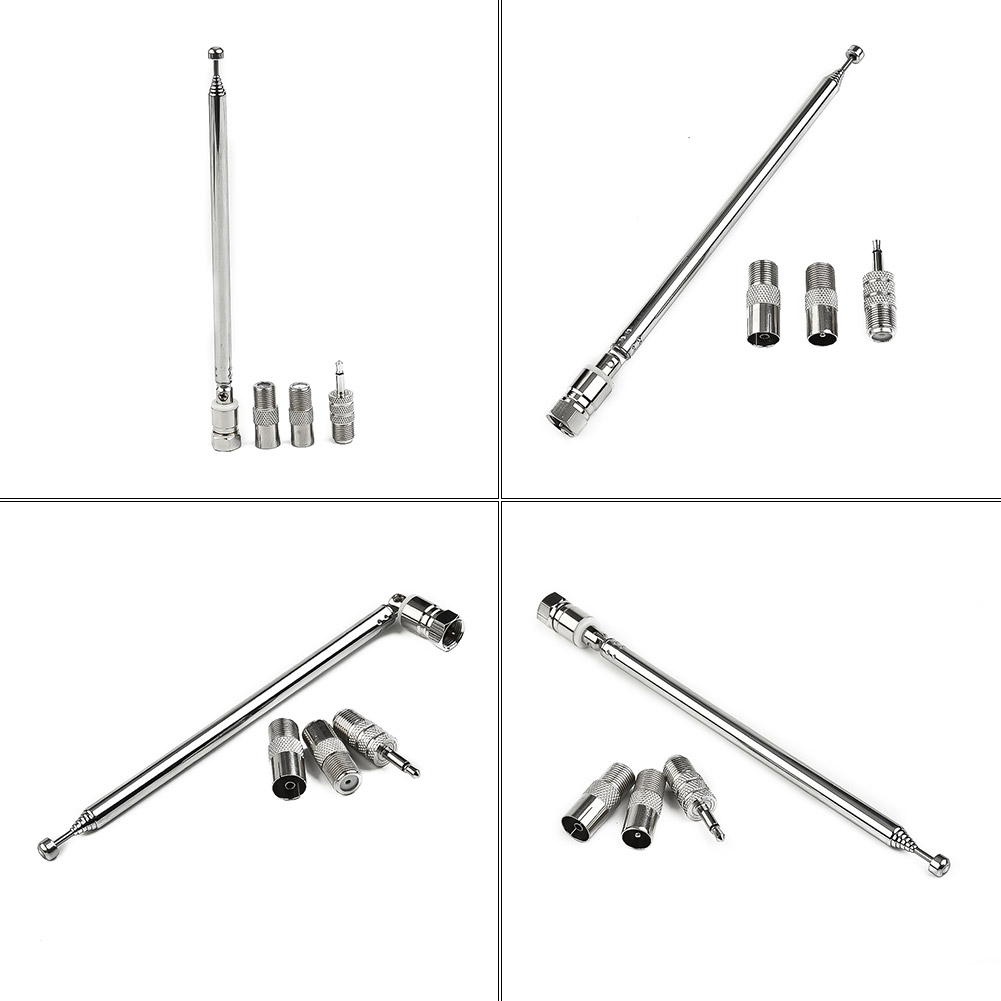 Antenne Radio Télescopique DAB FM, Adaptateur Aérien, Récepteur AV HiFi, Mini Système 75cm avec Connecteur F-Mâle + 3 Cavités
