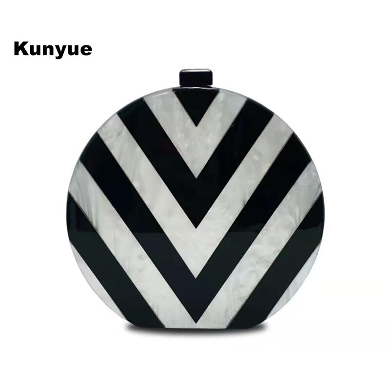 Envelop Tas Vrouwen Acryl Avondtasje Circulaire V Patroon Schoudertas Cross Body Purse Leuke Handtas Lady Gestreepte Party prom