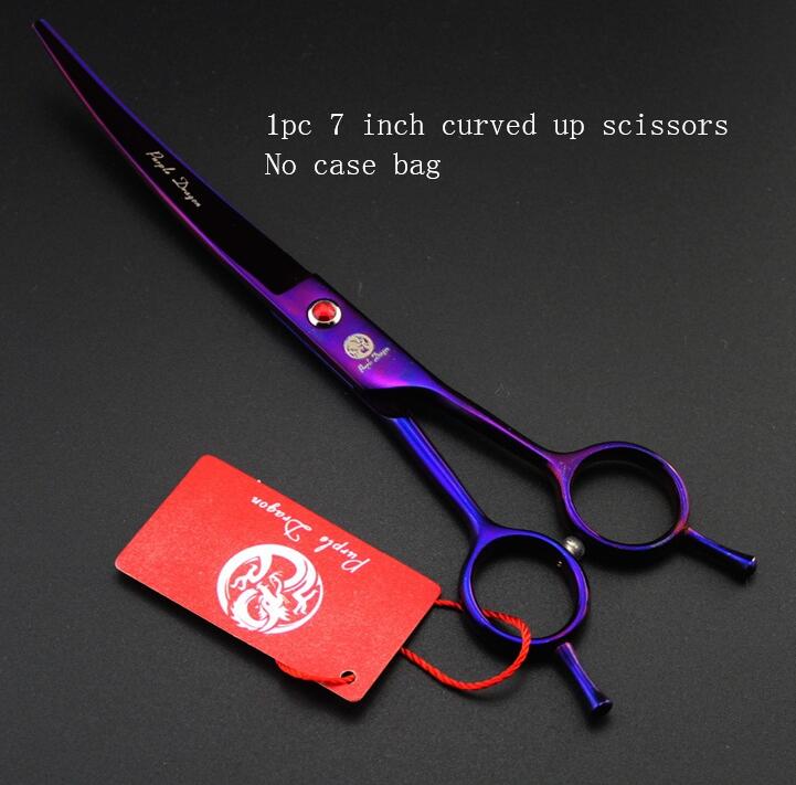 Japan 440C Pet Grooming Scissors Set 7 Inch Dog Shears Hair Cutting Thinning Curved Scissors: Purple  P-7CU