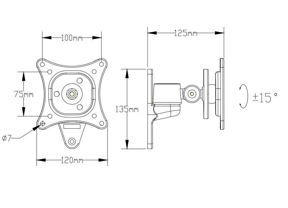 Aluminum Alloy 360 Degree Flexible Rotation 10-24" LCD TV Wall Mount Ultra-Thin Monitor Holder Rack