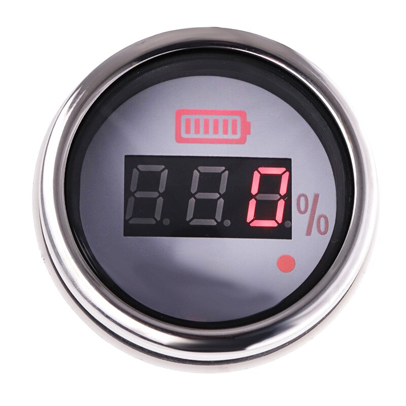 Boat Battery Charge Level Indicator Waterproof Battery Capacity Meter LED Display 0~100% With Alarm Red Backlight For Car Marine