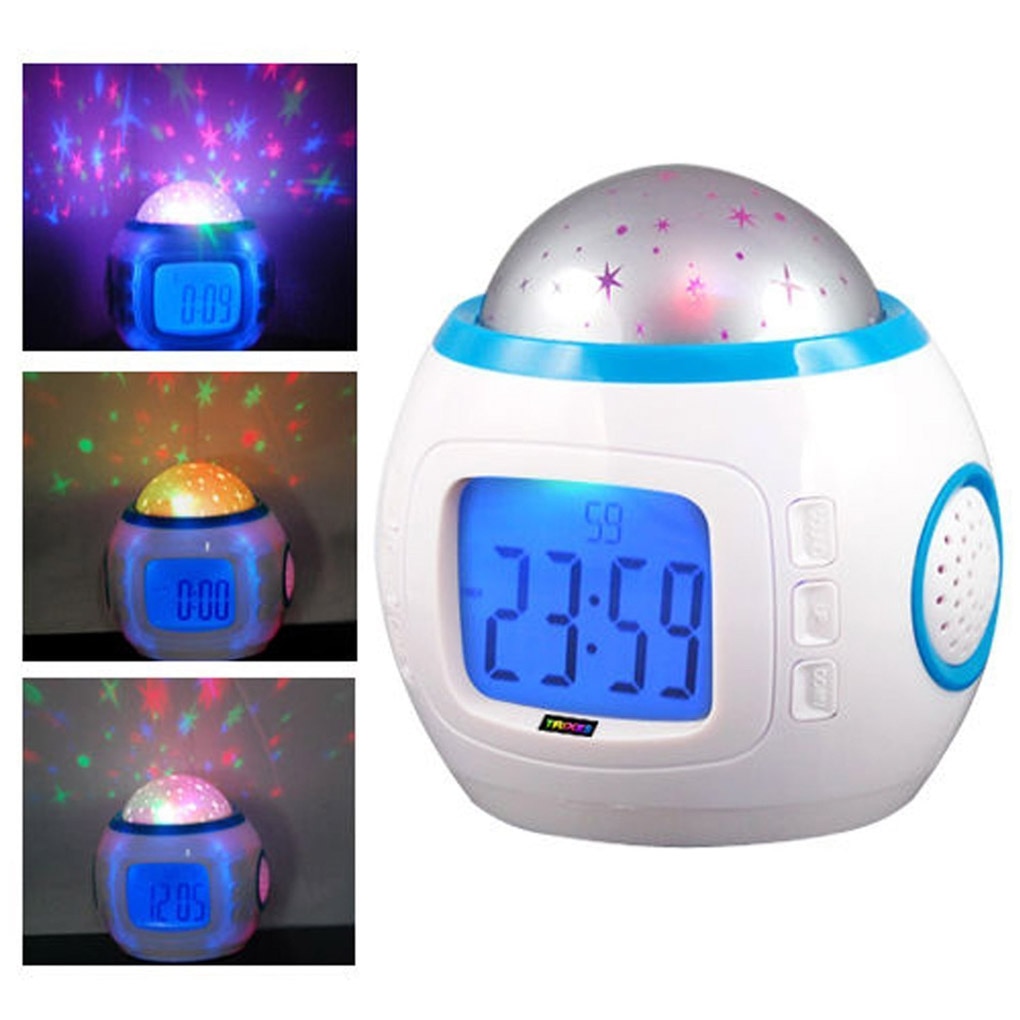 Children Room Sky Star Night Light Projector Lamp Alarm Clock Sleeping Chord Music Star Night Light Alarm Clock