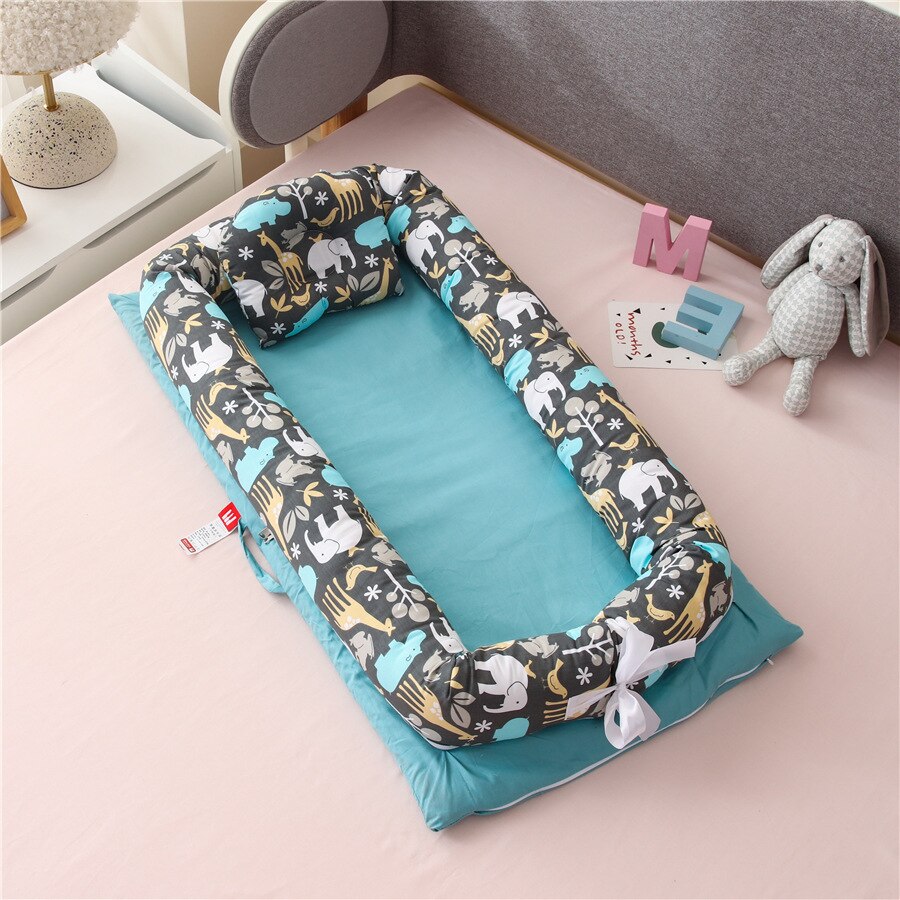 Portable Travel Baby Crib Removable Washable Kids Bed Multifunction Nursling Outdoor Toddler Nest: Elephants and deer