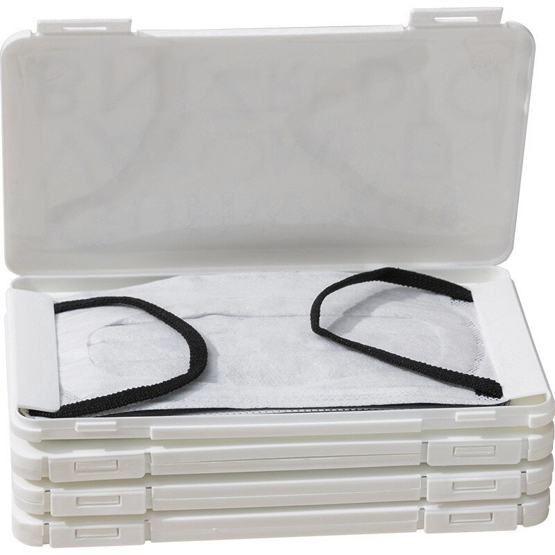 Plastic mask box cartoon pattern disposable mask storage box: White
