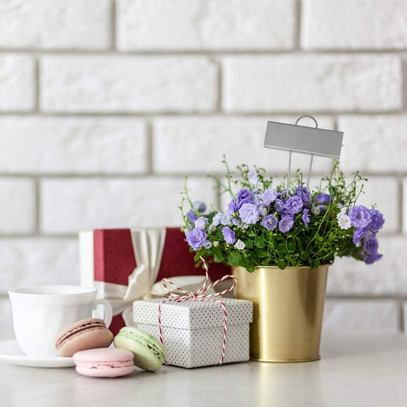 20 st metall växt etikett trädgård markörer rektangulär växt tag display identifiera sticka för grönsaker ört blomma