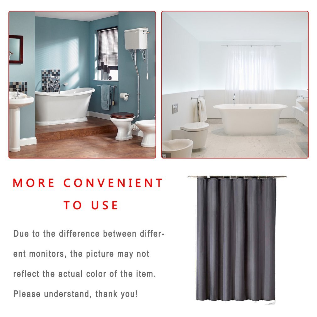 Douchegordijn Vlakte Verdikte Waterdicht Doek Lichtgewicht Douchegordijn Hotel Levert Met Verdikte Haak