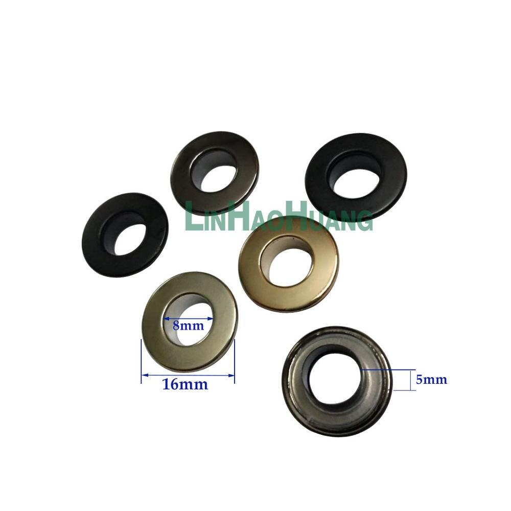 100sets/lot No Sew metal brass eyelets with washer 8mm*16mm round flat metal grommets 4color
