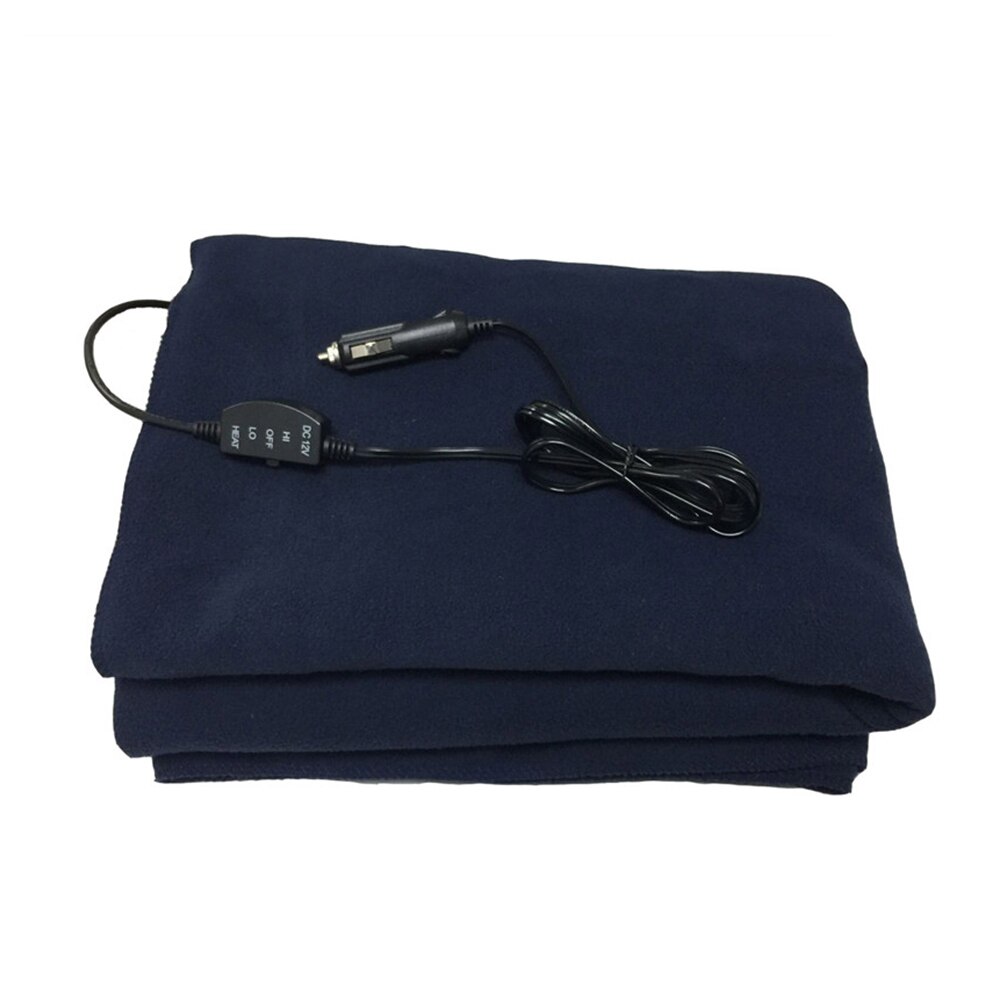 145*100cm 12V Electric Heated Fleece Cosy Heater Warm Winter Blanket Cover Car Trip Car Accessories Car Travel Bed Blanket: Black