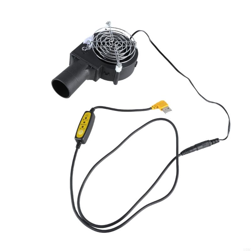 U55C 5V USB 9733 Large Air Volumes Turbines Air Outlet Blower Adjustable Speed Fan for Camping Quick Charcoal Starters