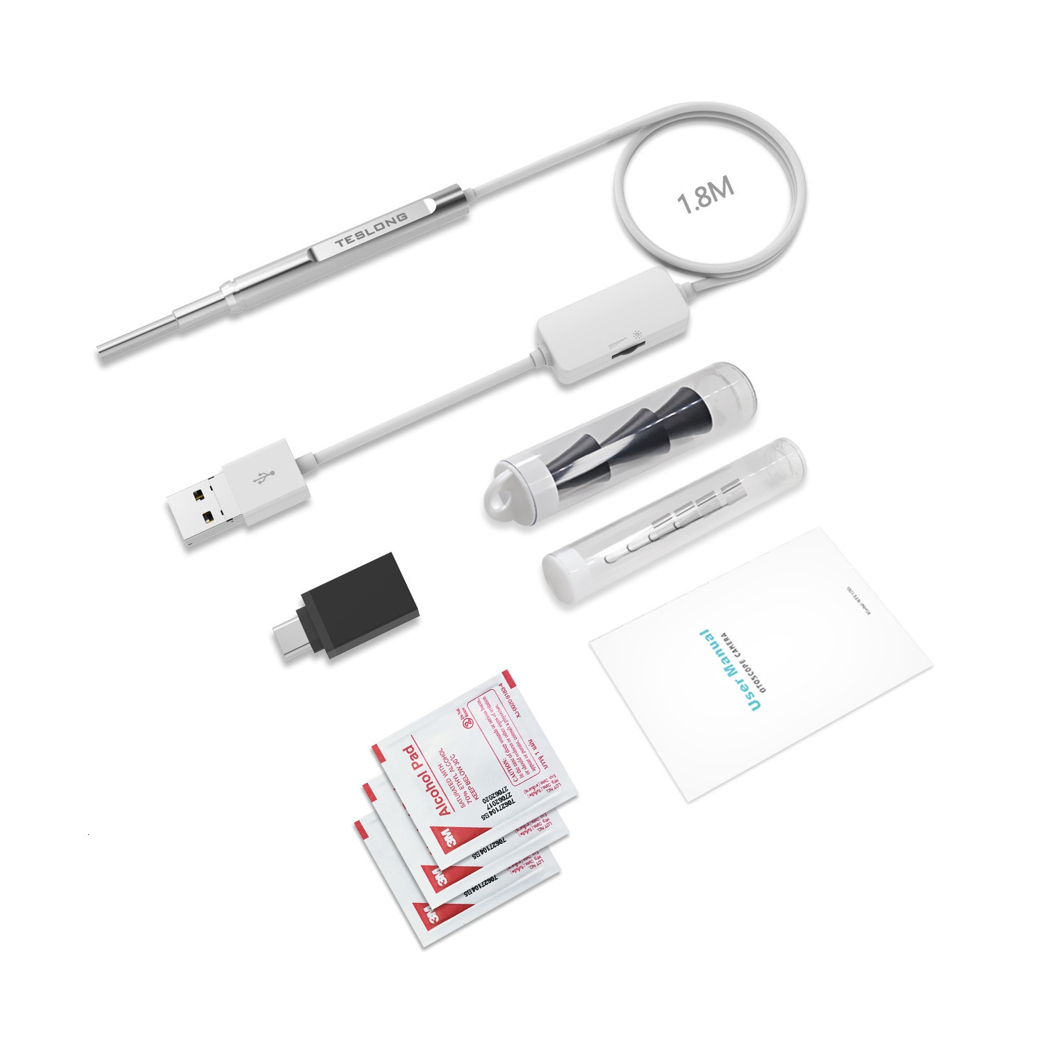 TESLONG Ear Cleaning Endoscope Camera 720HD 6 Leds USB Visual Ear Spoon 3.9mm 4.3MM Borescope Camera OTG Phone Android Type-c PC