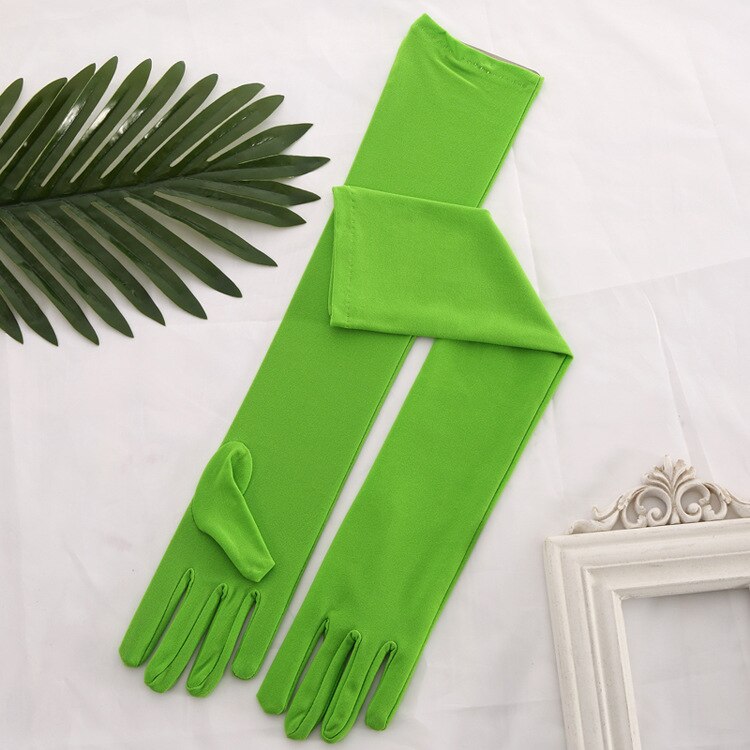 Guantes De boda largos para mujer, manoplas De satén para baile, color rojo, negro, blanco, marfil y rosa, 45CM De longitud: 01