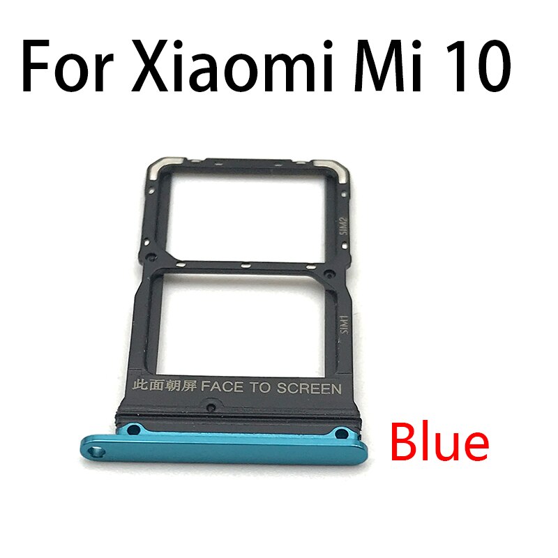 10Pcs Voor Xiaomi Mi 10 Mi10 Pro Mi 10T Lite Poco X3 Sim Card Tray Slot Houder Adapter socket Telefoon Vervangende Onderdelen: Mi 10 Blue