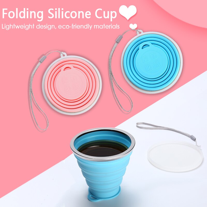 Kleine Mini Telescopische Draagbare Siliconen Vouwen Cup Reizen Siliconen Intrekbare Gekleurde Draagbare Outdoor Koffie Handcup