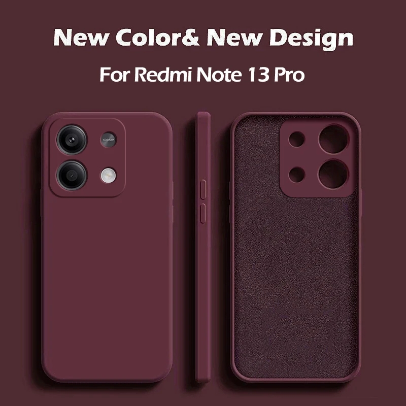Custodia redmi note 13 pro 4g in silicone liquido morbido tpu quadrato per xiaomi redmi note 13, note 13 pro plus, note 13 pro 4g.