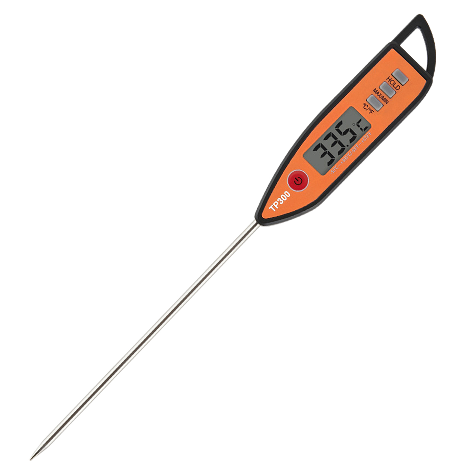 Digitales Lebensmittelthermometer, Grill, Kochen, Fleisch, Messthermometer, Heißwasserthermometer mit Sonde, Küchenwerkzeug: Silber