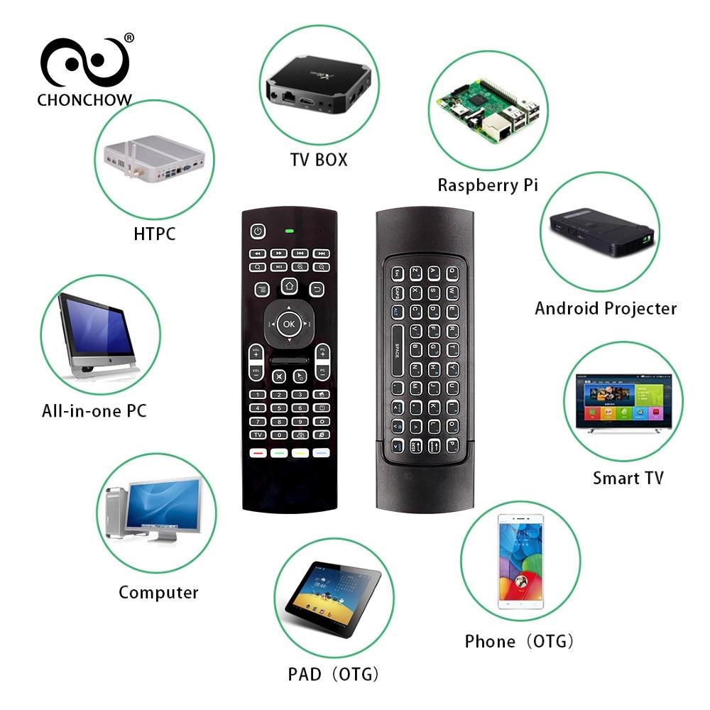 MX3 Wireless Keyboard T3 Smart Remote Control 2.4G RF Backlit Air Mouse with Voice Microphone for X96 Tx3 H96 for Android TV Box